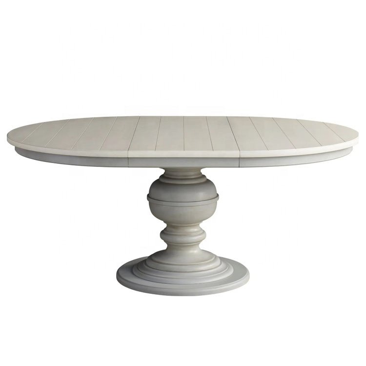 Factory's new product high-quality American solid wood French Gray 52'' Wide Round Retractable Dining Table