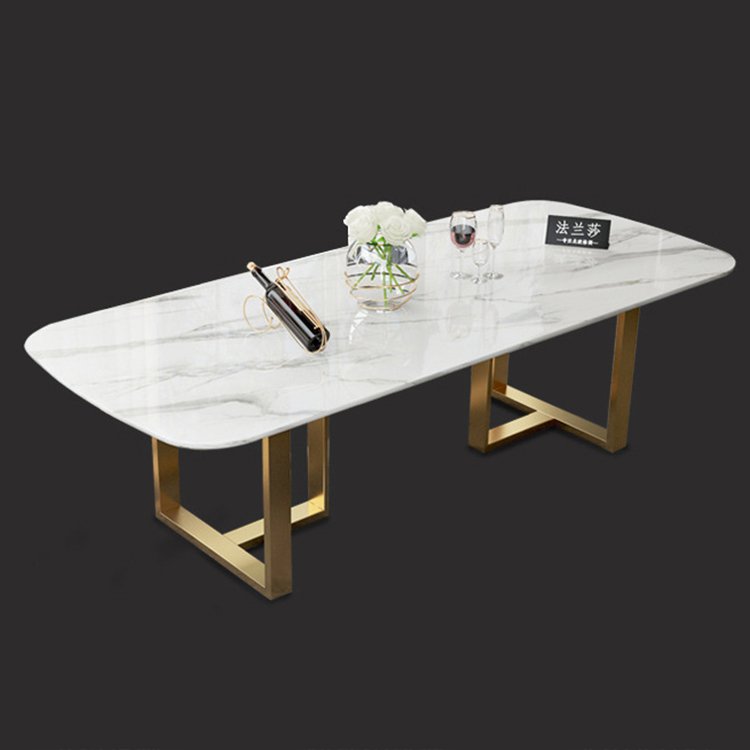 Modern hd designs dining tables stainless steel legs white marble top laminated 10 seater dining table