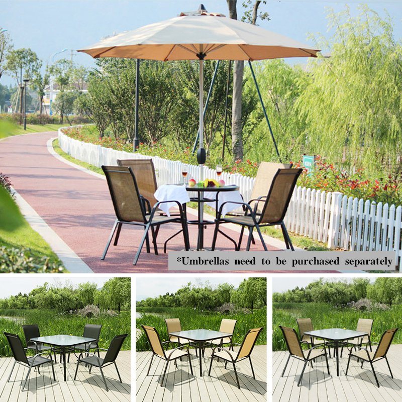 Outdoor Furniture Rattan Waterproof Metal Conversation Dining Tables and Chairs Patio Garden Set