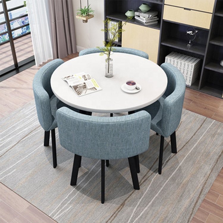 Cafe furniture small space epoxy carved wedding antique luxury dinning table set 4 chairs
