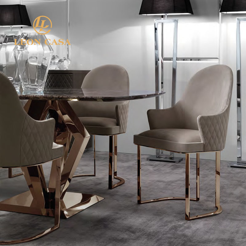 Light luxury dining room funiture contemporary rectangular 8 seaters marble dining table set