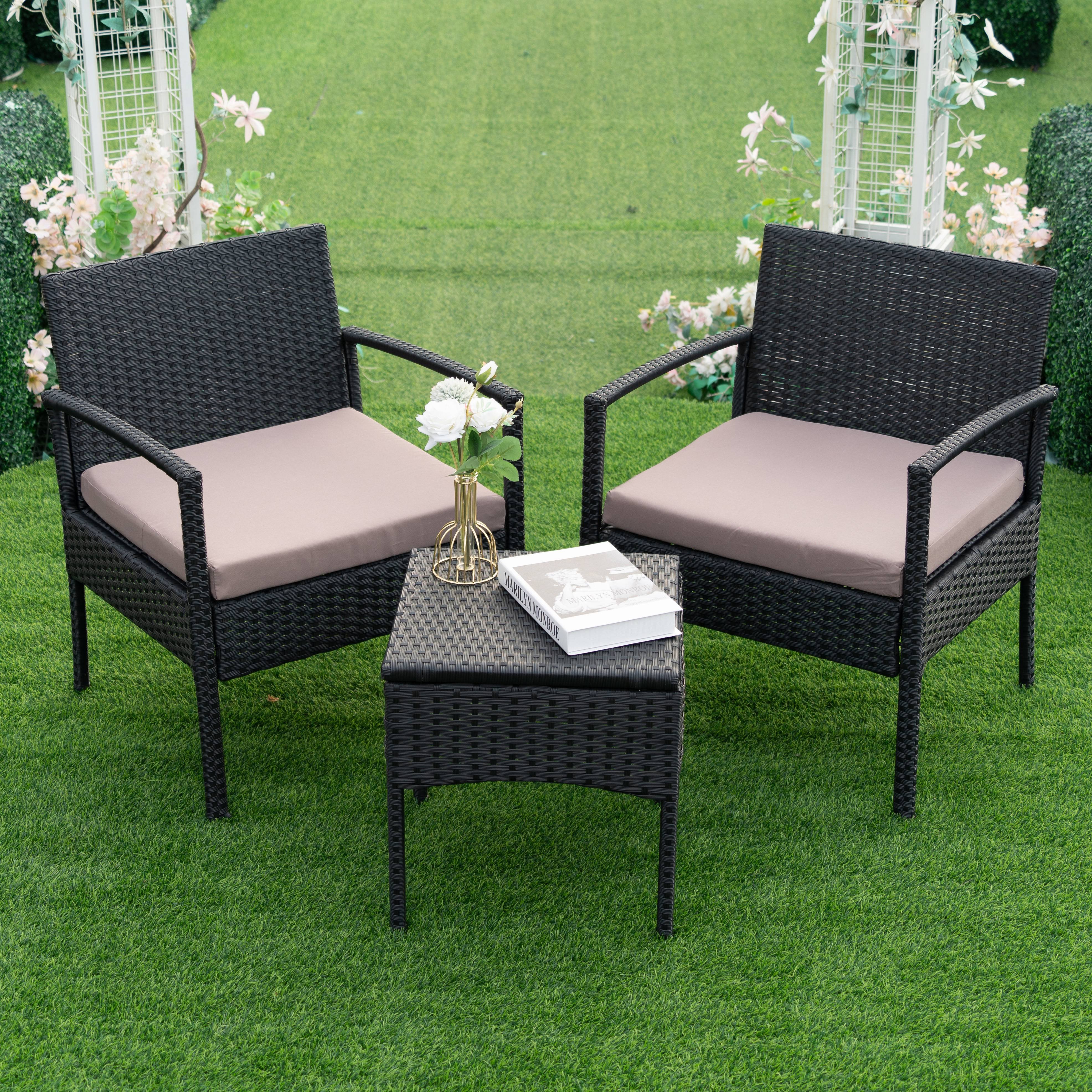 Ready To Ship Outdoor Furniture Uv Protection Rattan Dining Table Chair Carton Packaging Diana Set 3Pcs Phu Linh Wholesaler