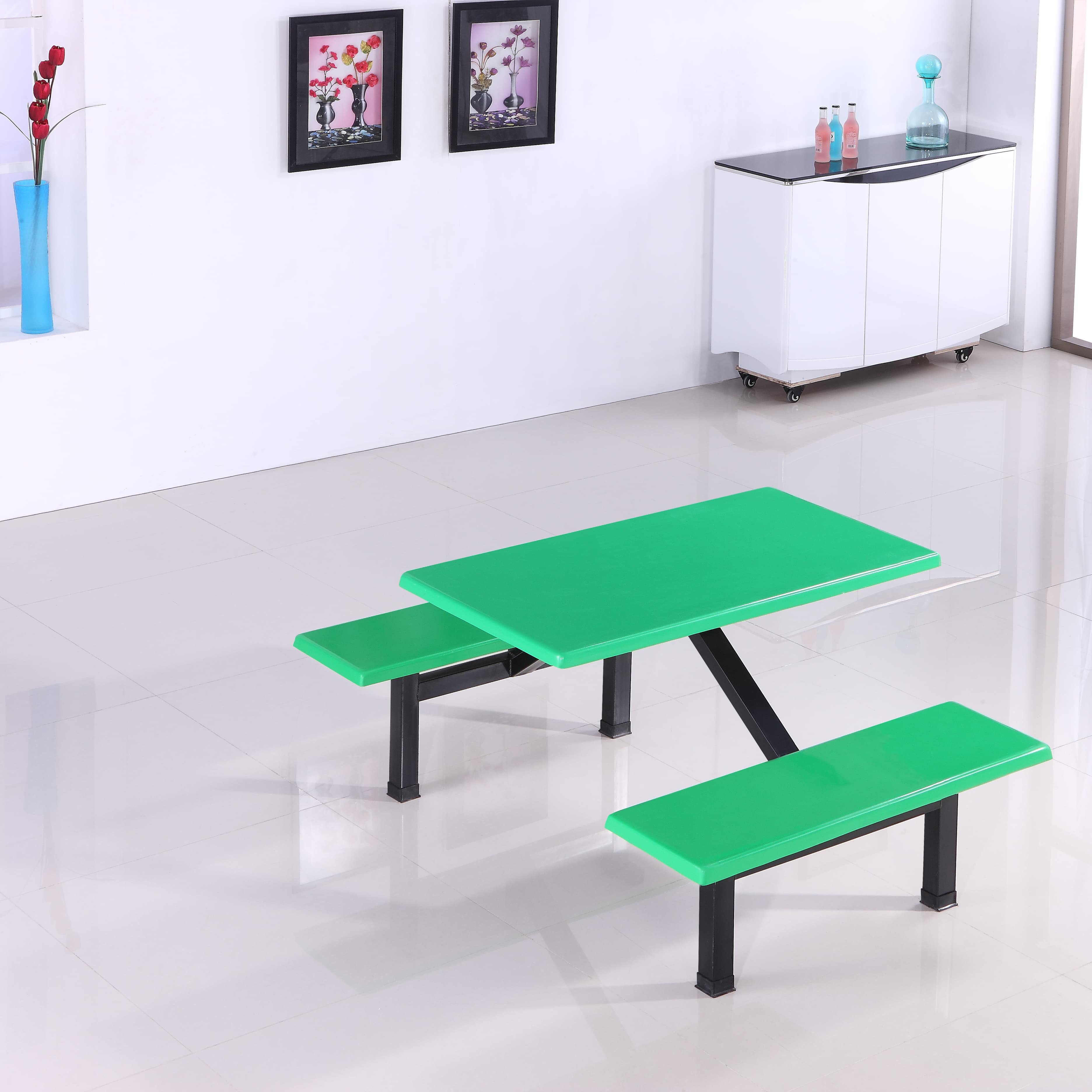 School Canteen Furniture School Canteen Dining Table and Chairs Sets 4 Seating FRP School Canteen Tables and Chairs