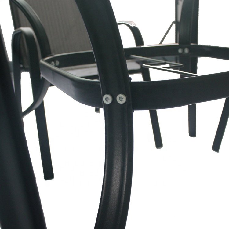 Modern Classic 40\" Square Tempered Glass Dining Table with Iron Frame round Outdoor Garden Set Furniture Patio Classic Stylish