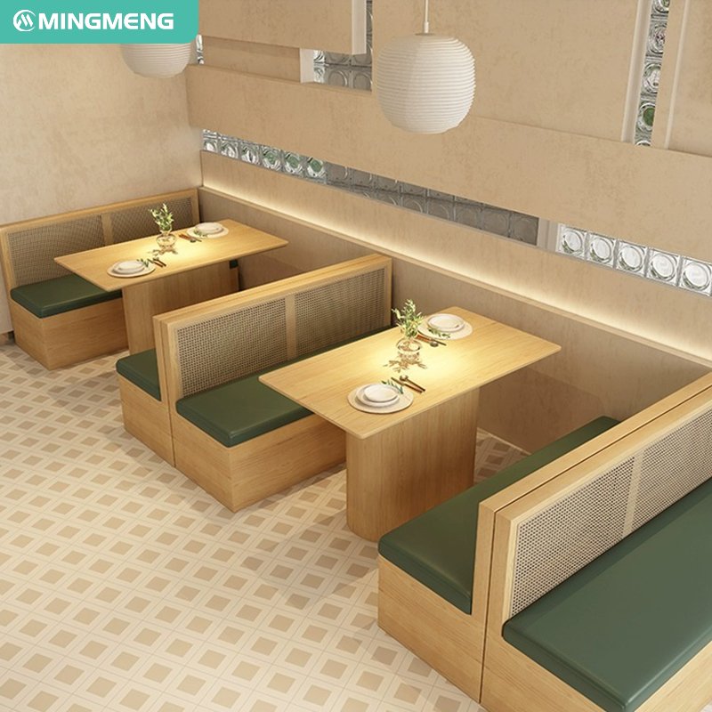 China Factory Cafe Coffee Shop Tables and Chairs Wooden Restaurant Furniture Dining Table Set Modern Booth Seat Sofa for Hotel