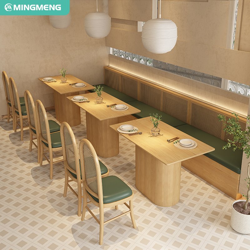 China Factory Cafe Coffee Shop Tables and Chairs Wooden Restaurant Furniture Dining Table Set Modern Booth Seat Sofa for Hotel