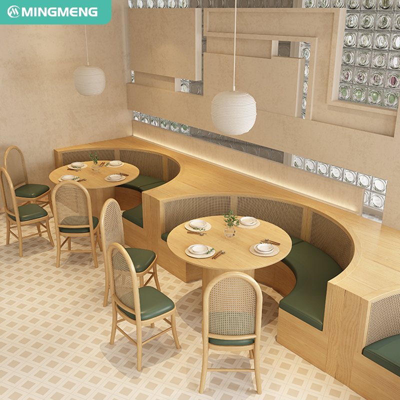 China Factory Cafe Coffee Shop Tables and Chairs Wooden Restaurant Furniture Dining Table Set Modern Booth Seat Sofa for Hotel