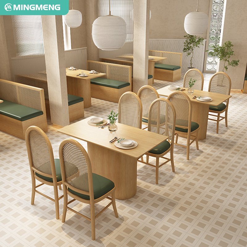 China Factory Cafe Coffee Shop Tables and Chairs Wooden Restaurant Furniture Dining Table Set Modern Booth Seat Sofa for Hotel