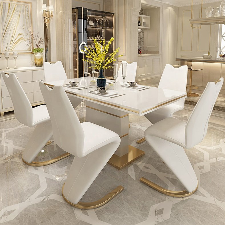6 8 10 seater Home Family Dining Room Furniture Luxury High End Traditional Wooden Dining Table Set