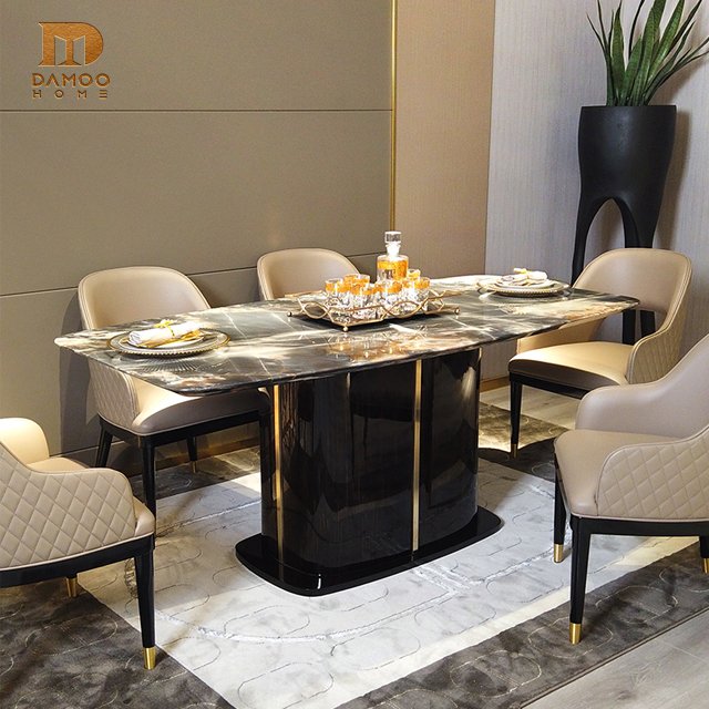Light luxury dining chairs Italian rectangular modern family dining table chairs dining