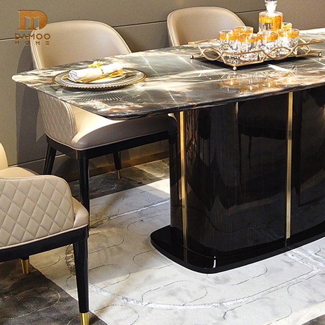 Light luxury dining chairs Italian rectangular modern family dining table chairs dining
