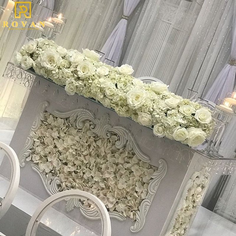 French style clear acrylic rectangle banquet glass mirror dining table for wedding or event