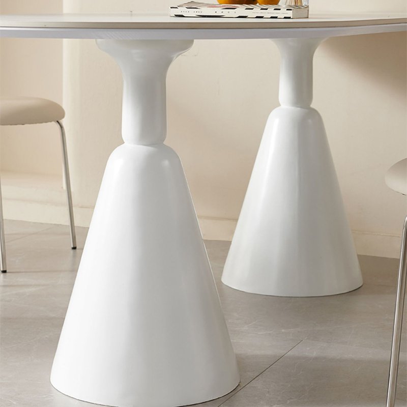 Nordic Style Oval Shape Modern Design House Cream White Dinning Table Light Luxury 6 Seater French Dining Table