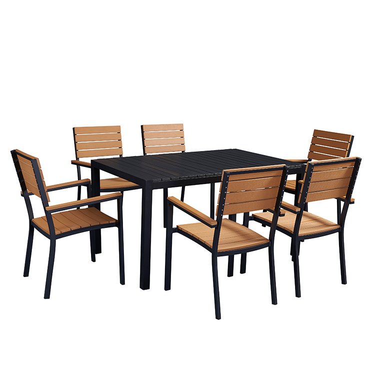 6 Piece patio furniture aluminum outdoor dining table set garden table and chairs