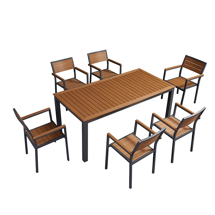 6 Piece patio furniture aluminum outdoor dining table set garden table and chairs
