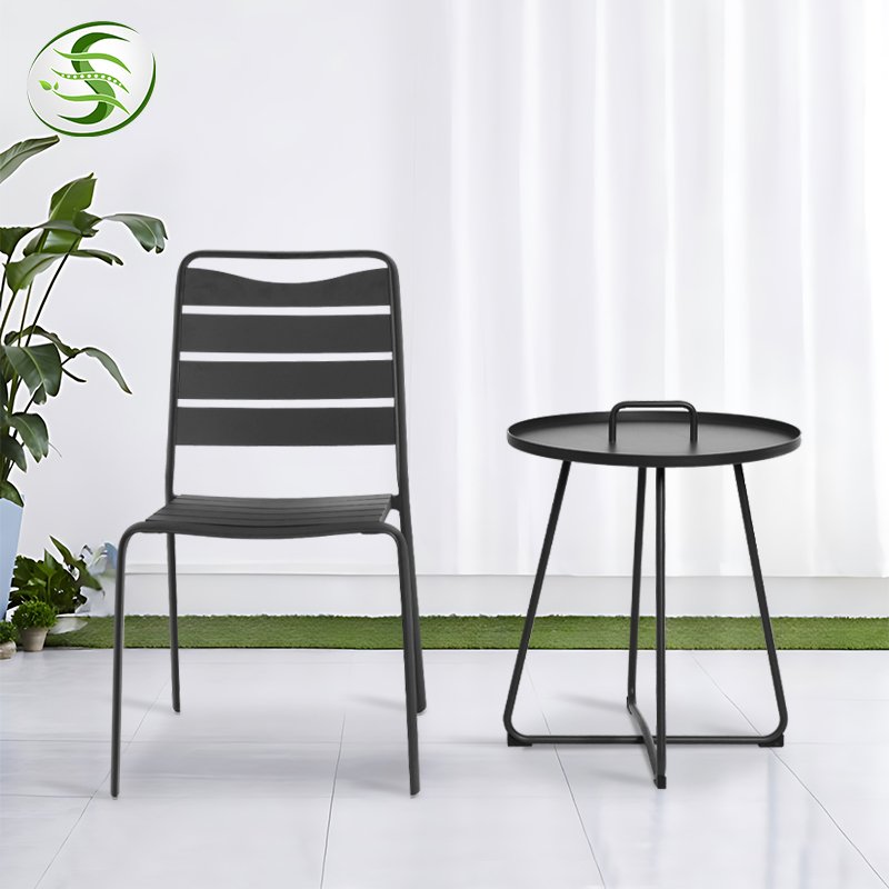 Fulin Chinese Modern Outdoor Patio Furniture Garden Aluminum 6 Seats Dining Table and Chairs Set