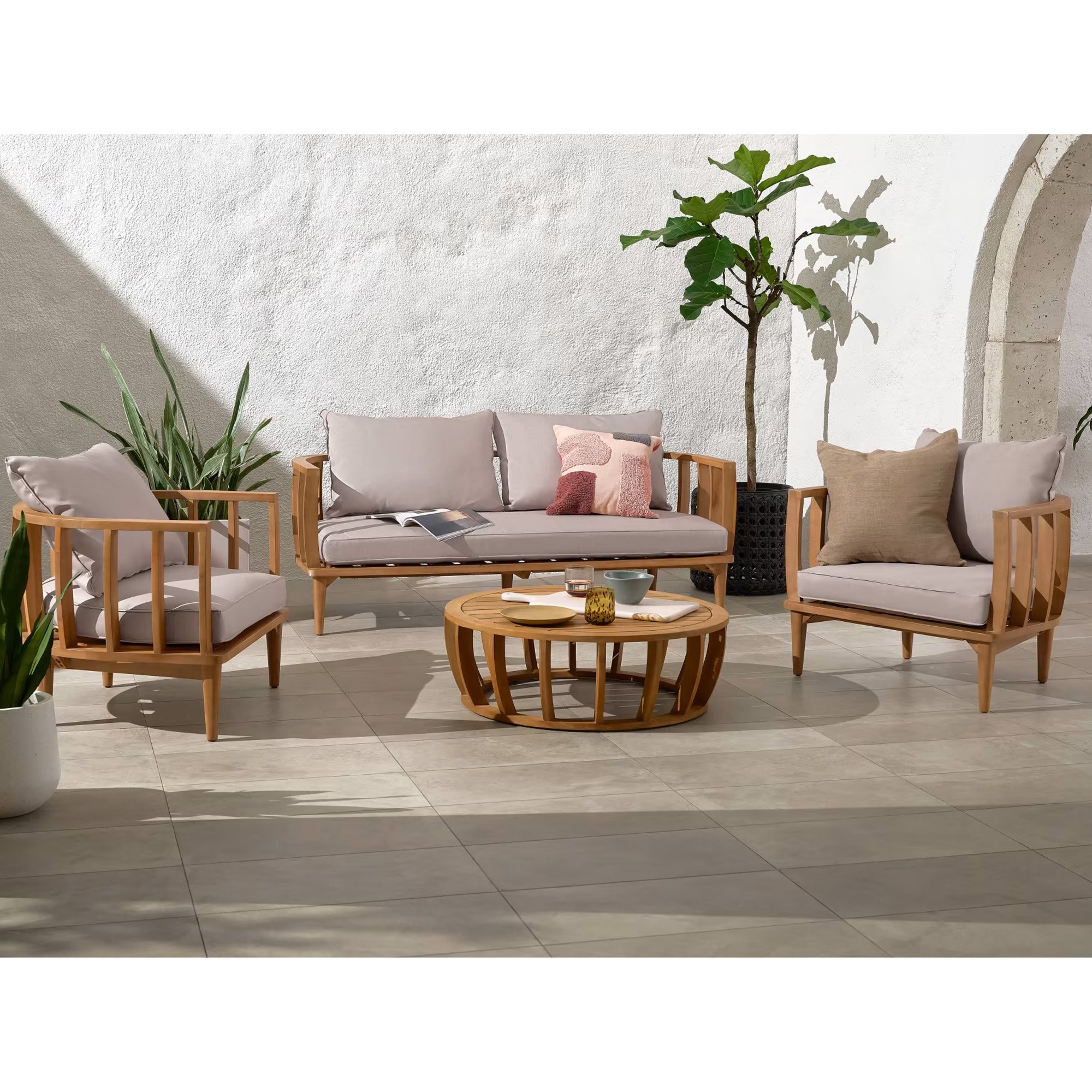 Modern Design Sofa Set Teak Wood Garden Sofa Outdoor Furniture - Keysa