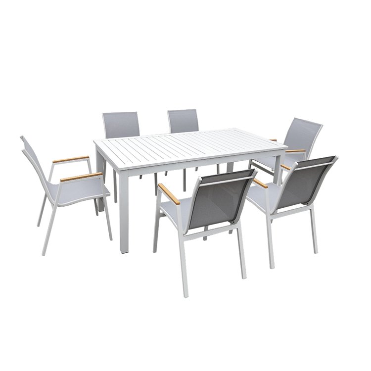 French-Style Extendable Aluminum Dining Table Outdoor Furniture Made of Durable Metal