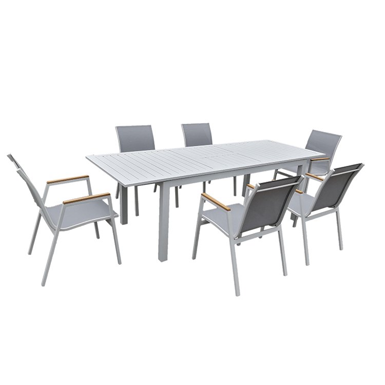 French-Style Extendable Aluminum Dining Table Outdoor Furniture Made of Durable Metal
