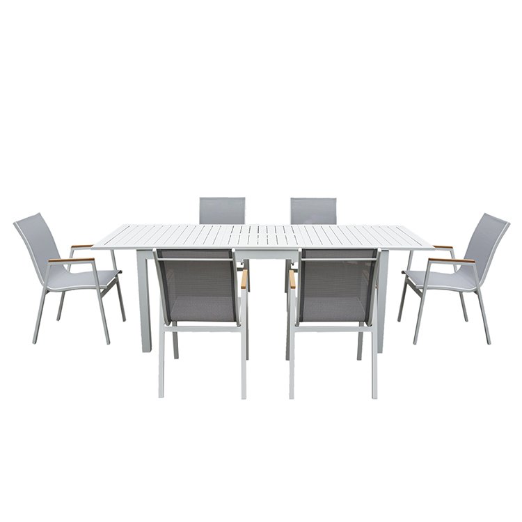 French-Style Extendable Aluminum Dining Table Outdoor Furniture Made of Durable Metal