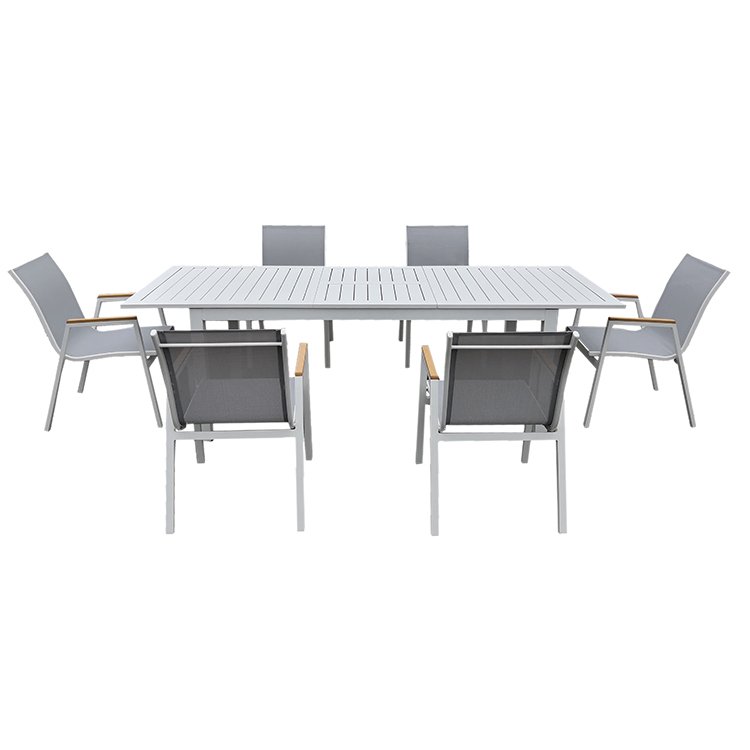 French-Style Extendable Aluminum Dining Table Outdoor Furniture Made of Durable Metal