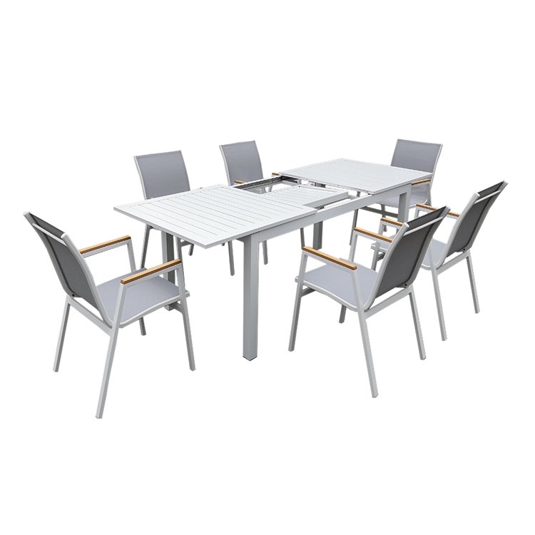 French-Style Extendable Aluminum Dining Table Outdoor Furniture Made of Durable Metal