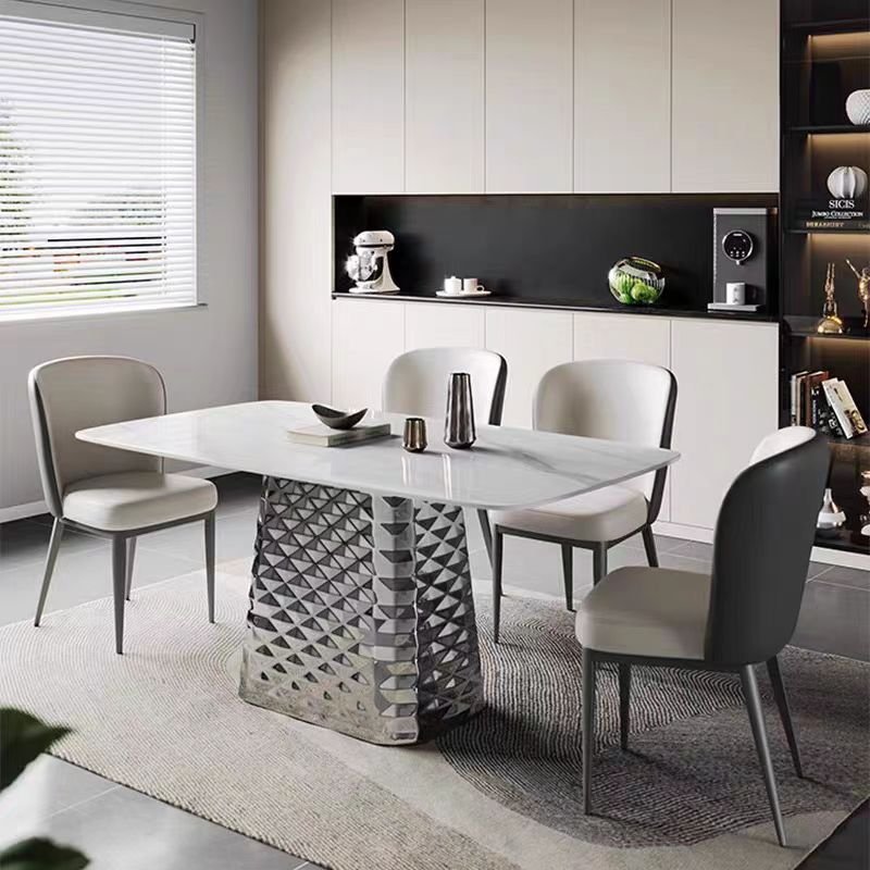 Modern Minimalist Dining Table Marble Stone Square With Metal Leg Kitchen Dining Room Home Furniture Dining Table Set