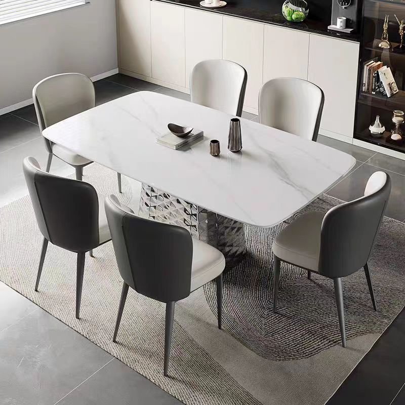 Modern Minimalist Dining Table Marble Stone Square With Metal Leg Kitchen Dining Room Home Furniture Dining Table Set