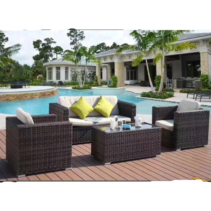 Rattan Simple Garden Dining Set Combination Table and Chair Rattan Garden Inside and Outside Furniture