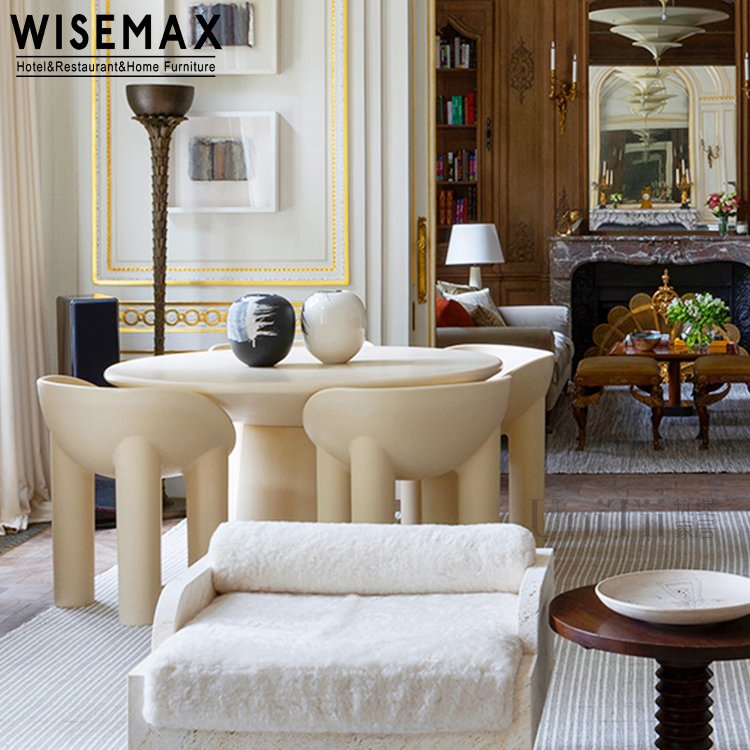 WISEMAX FURNITURE Light luxury personality creative design retro round dining table fiberglass restaurant dining table