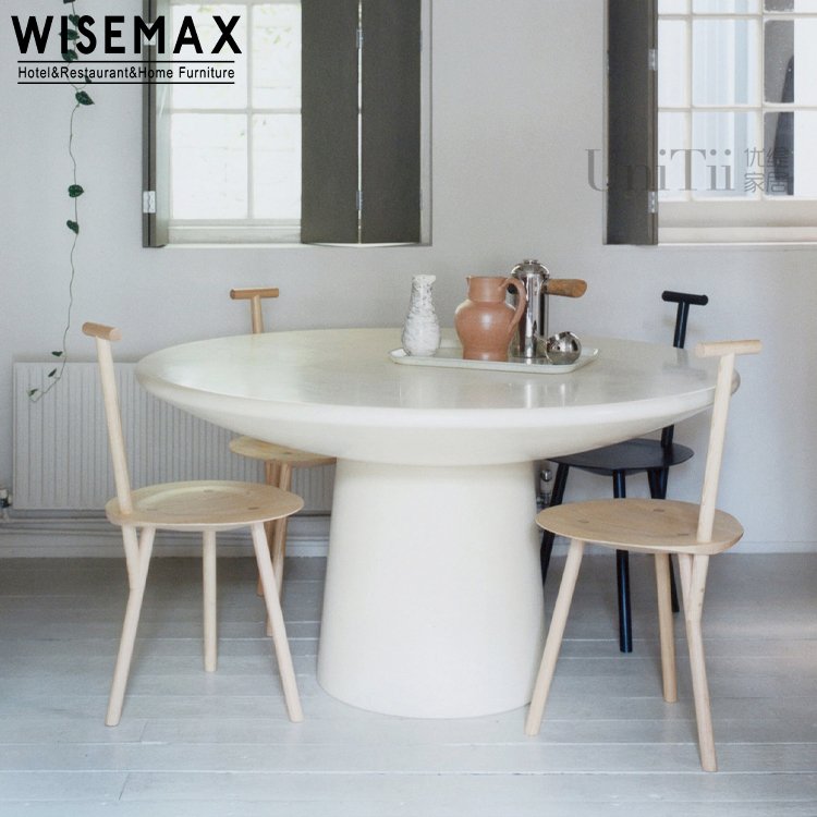 WISEMAX FURNITURE Light luxury personality creative design retro round dining table fiberglass restaurant dining table