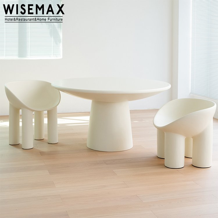 WISEMAX FURNITURE Light luxury personality creative design retro round dining table fiberglass restaurant dining table