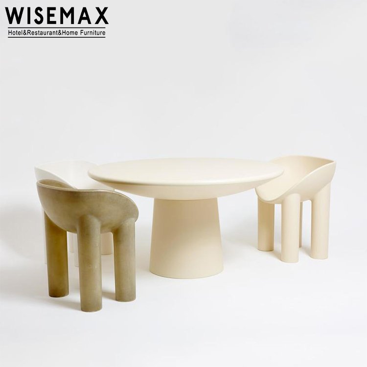 WISEMAX FURNITURE Light luxury personality creative design retro round dining table fiberglass restaurant dining table