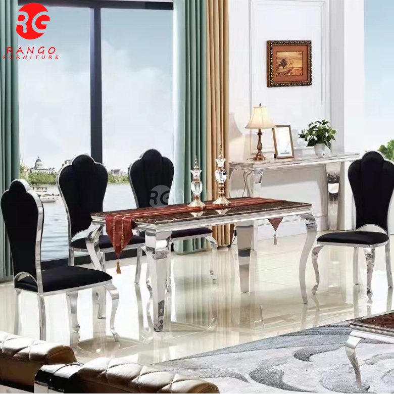 Gold 10 seater marble dining table dinette sets dining table and 10 chairs