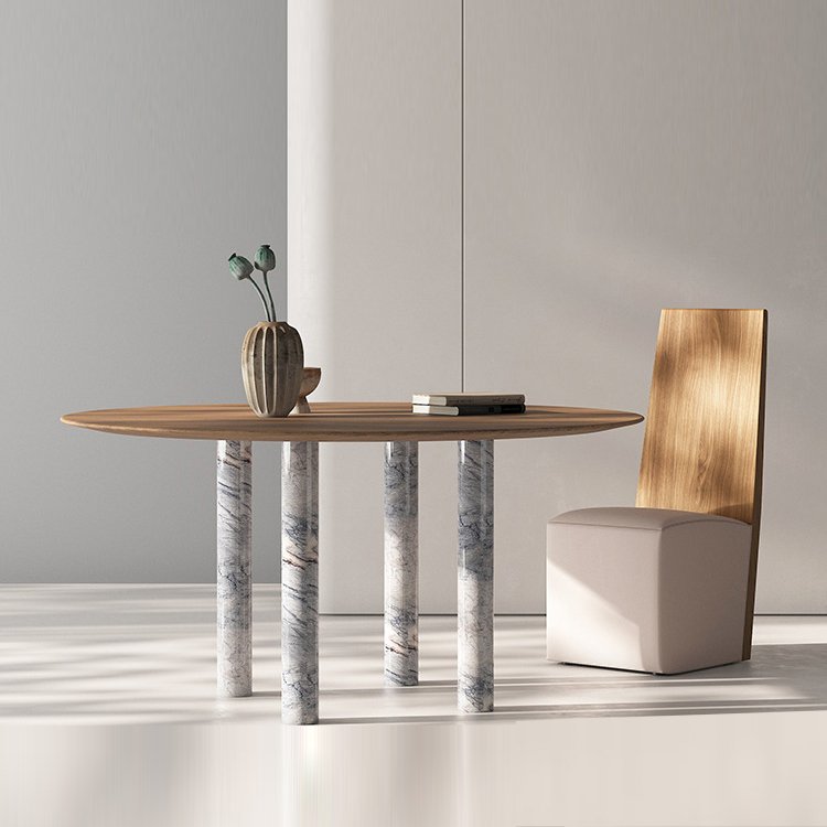 round dinning table set luxury natural marble 4 legs wooden top dining table set 4 seater 60 inch round tables