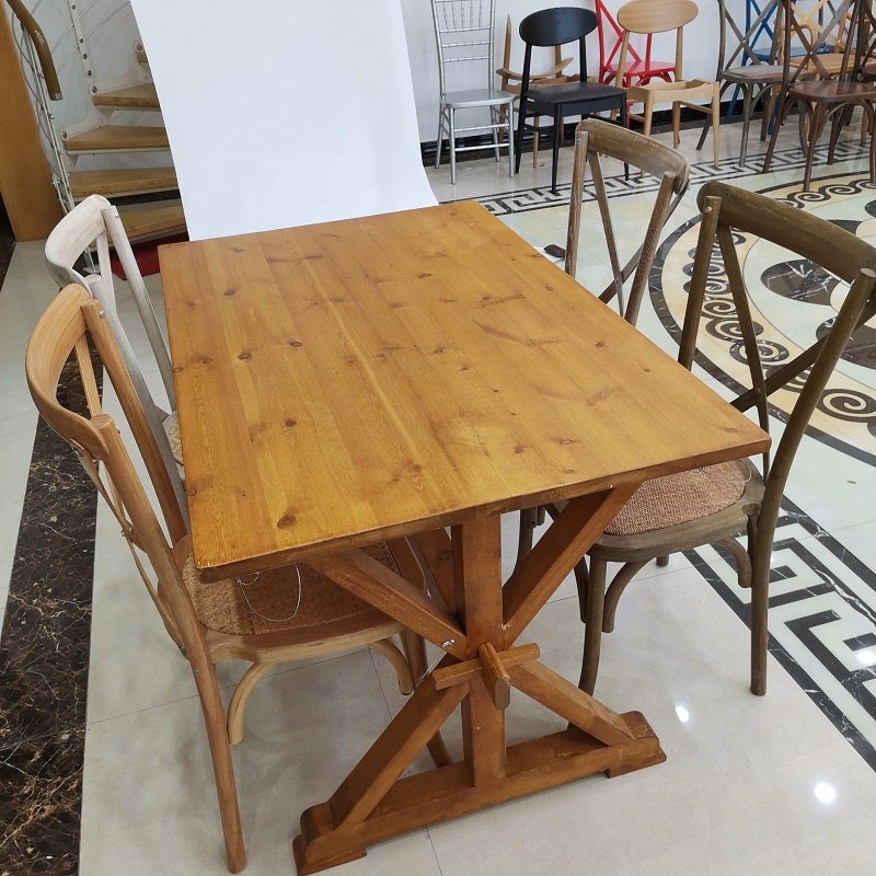 Wooden Wedding Dining Table with Matched Cross Back Chairs Dining sets