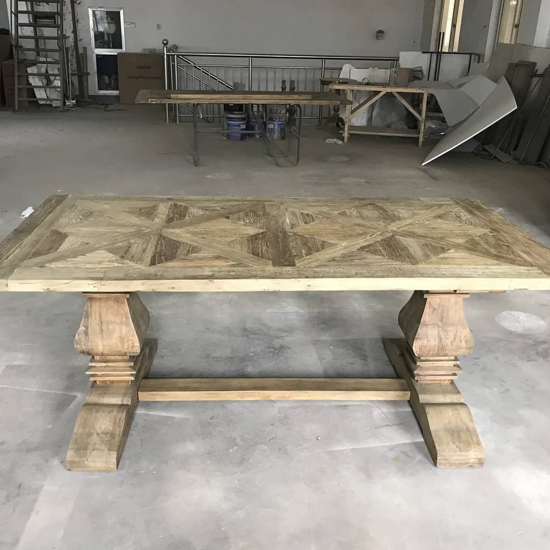 Vintage wedding event rental dining table outdoor solid wood table