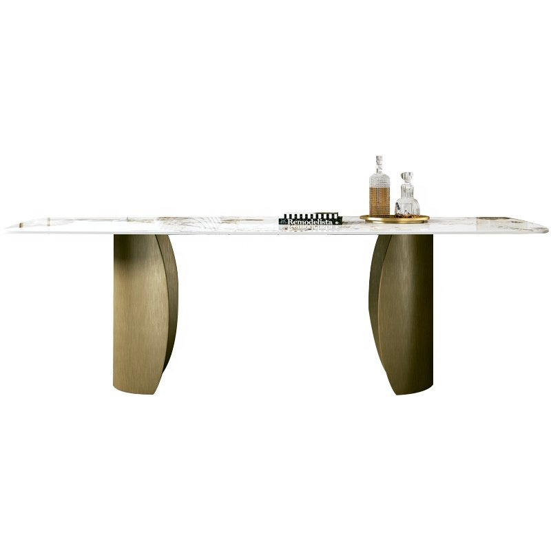 Italian Design Gold Furniture rectangular Dining Table Set Dinner Table 8 Chairs Modern Marble 4 seater dining Table For Sale