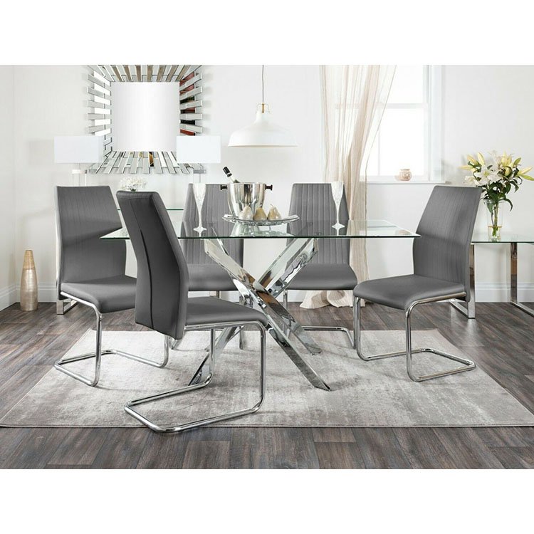 chinese tianjin style exotic simple minimalist glass acrylic plexiglass dining table set for family