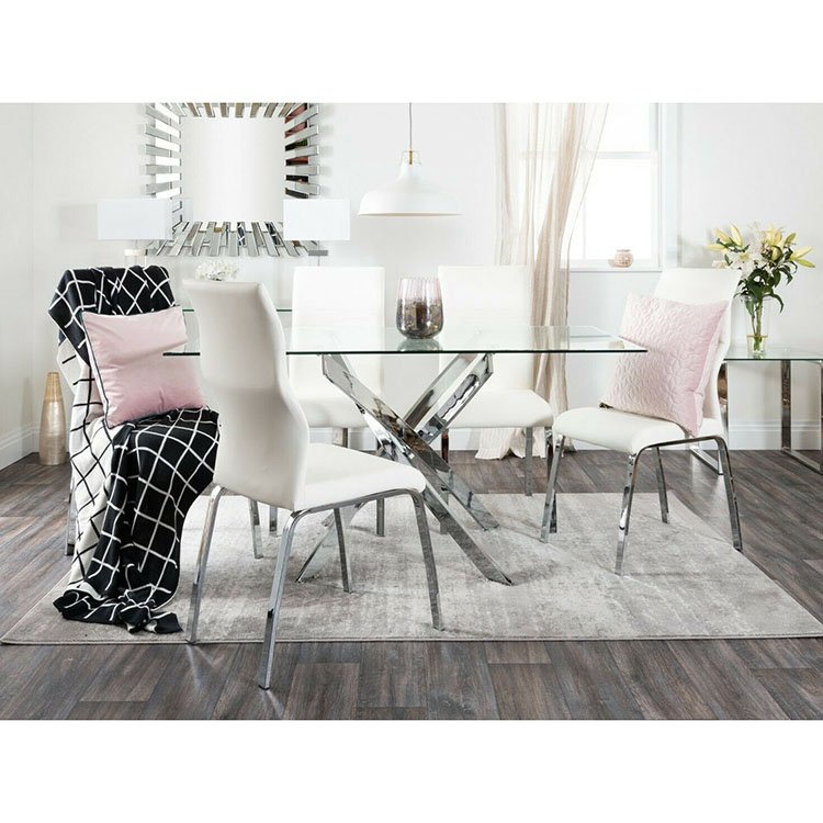 chinese tianjin style exotic simple minimalist glass acrylic plexiglass dining table set for family
