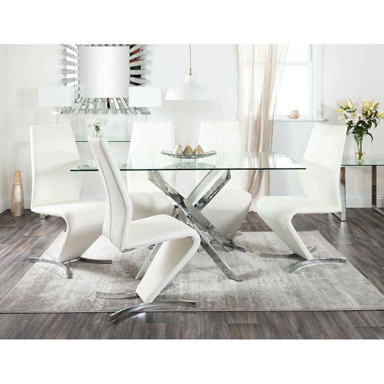 chinese tianjin style exotic simple minimalist glass acrylic plexiglass dining table set for family