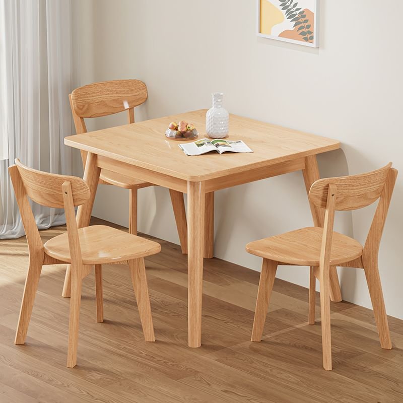 High Quality Modern Nature Color Solid Wooden Bistro Dinning Sets Wood Dining Tables Chairs Windsor