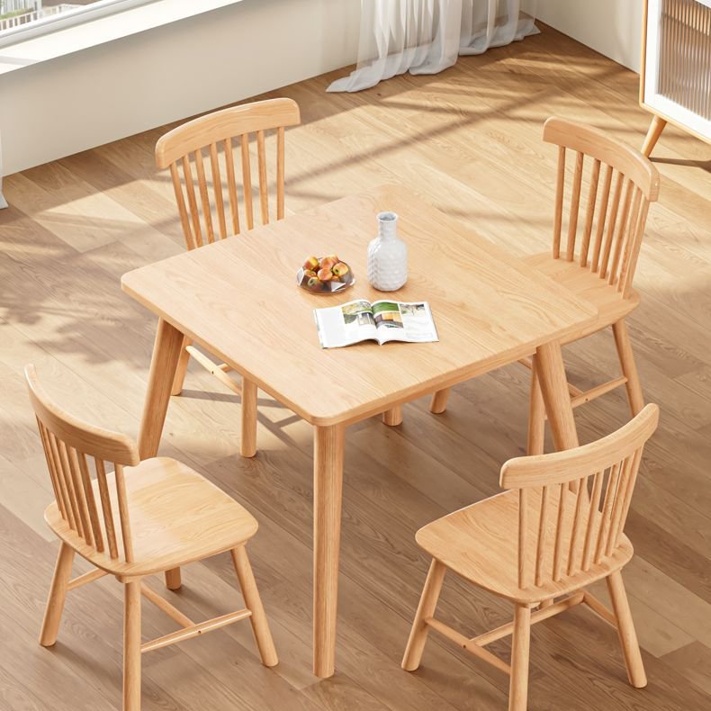 High Quality Modern Nature Color Solid Wooden Bistro Dinning Sets Wood Dining Tables Chairs Windsor