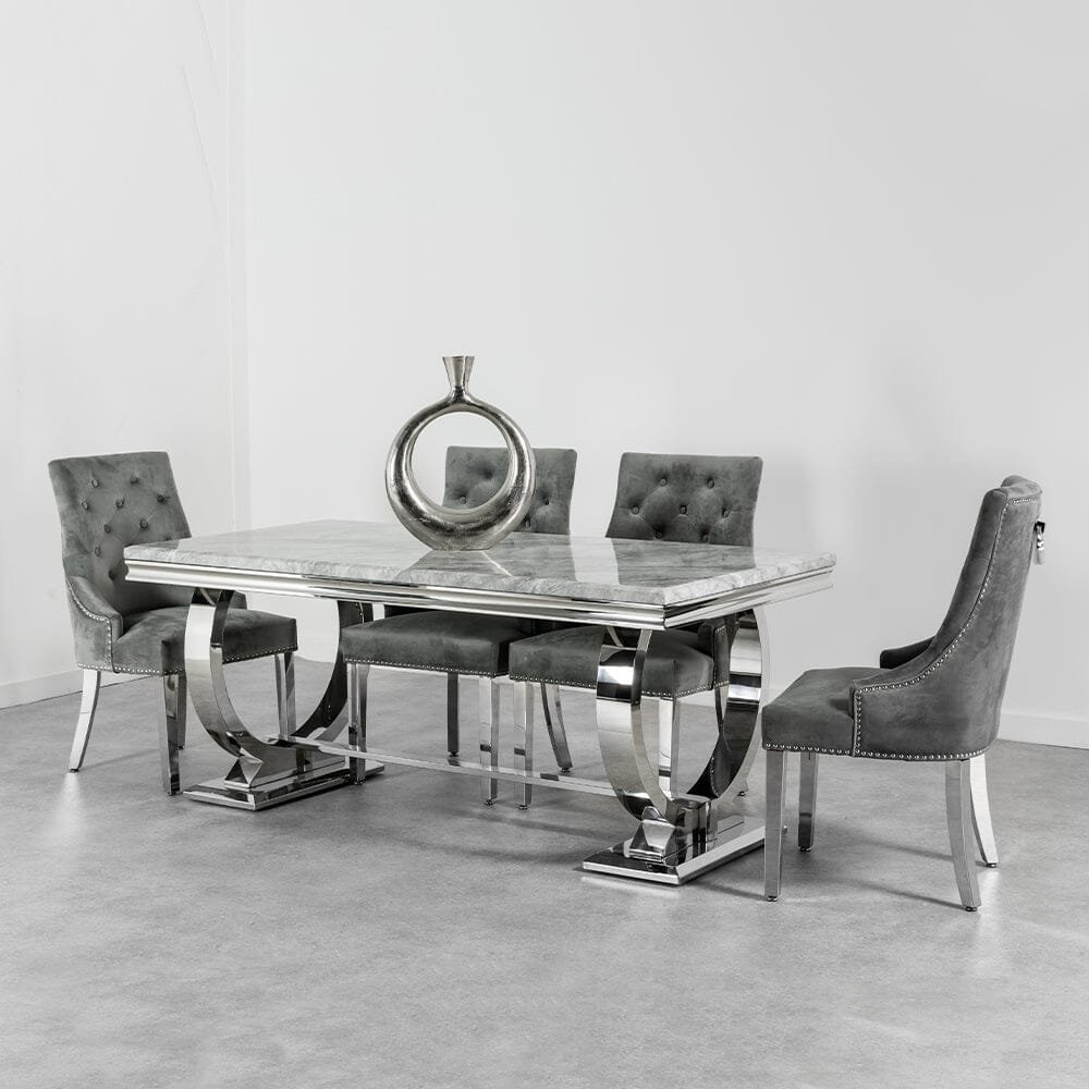 Luxury Furniture Metal Dining Table Set 6 Seater Rectangular Dining Table Modern Dining Table Set