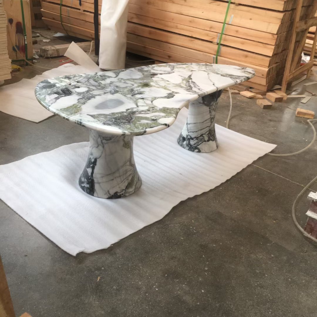 SHIHUI Customized Irregular Cold Emerald Green Luxury Marble Modern Dining Coffee Table for House Living Room