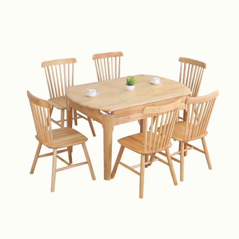 Nordic all solid wood dining table modern minimalist folding telescopic solid wood round table home small apartment solid wood