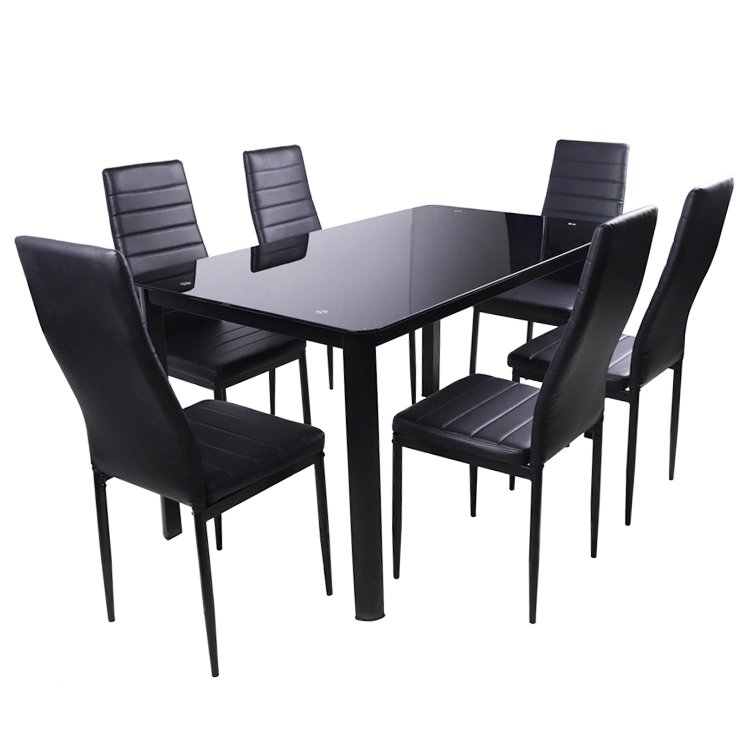 Best Seller Modern Design Glass Expandable Dining Table Set Includes 4 Chairs for Dining Room Top Seller