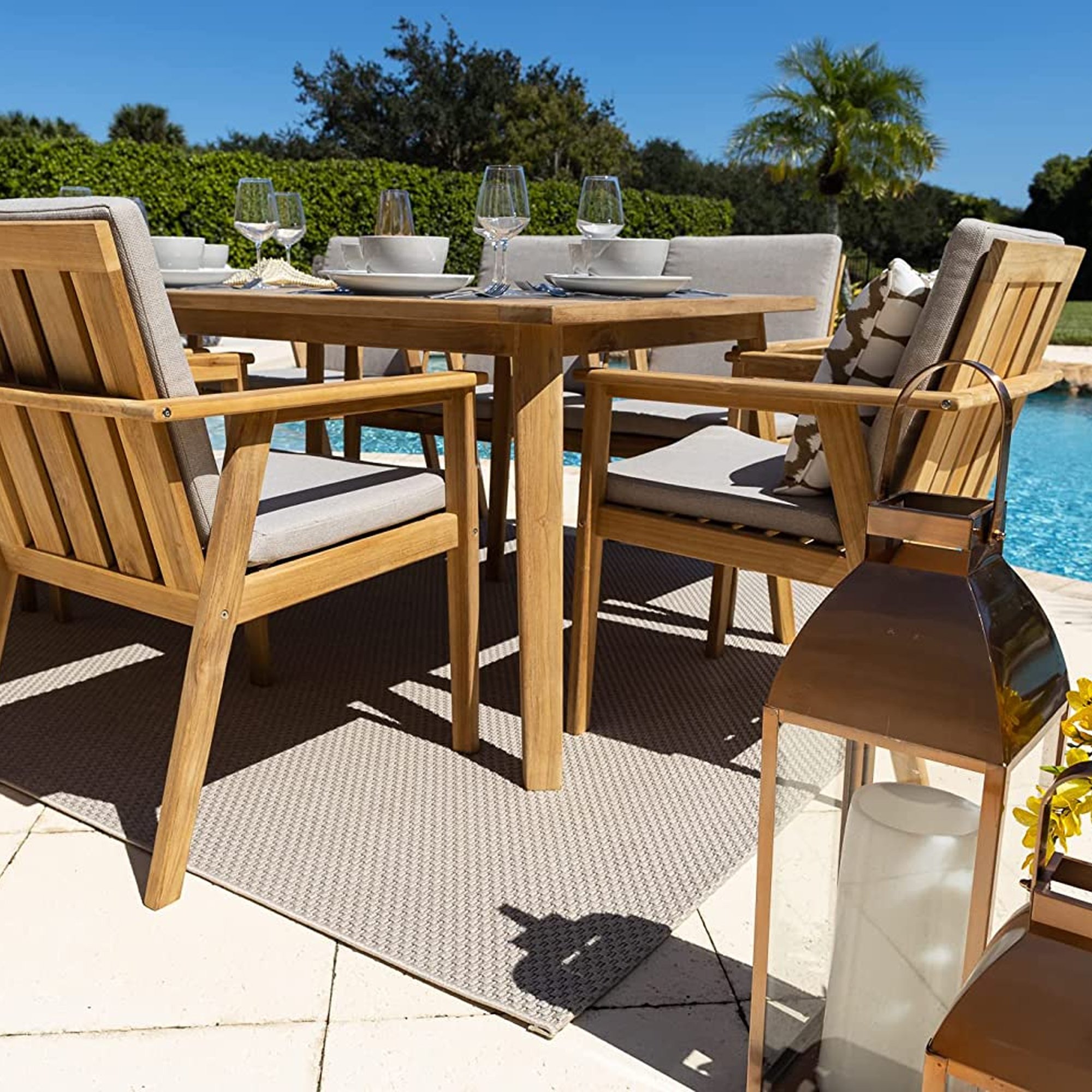 Teak wood Outdoor Patio Furniture Dining Set Table And 8 Chairs -Bonie