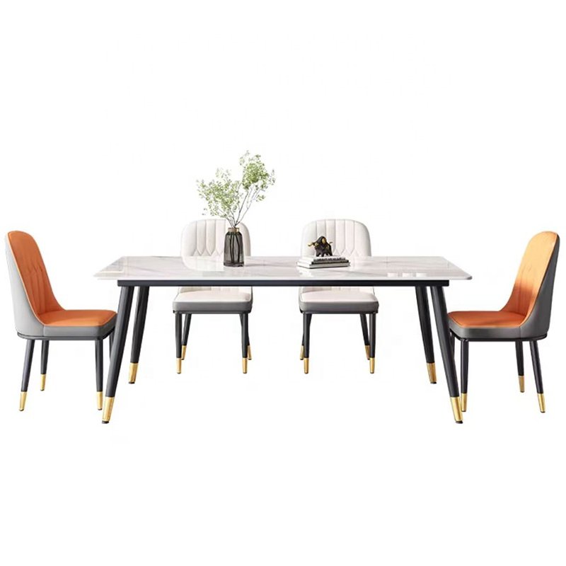 Modern Rectangular Dining Table Set Marble Top Room Home Furniture Dining Table Set 4 Chairs for 4 Person Small Apartment