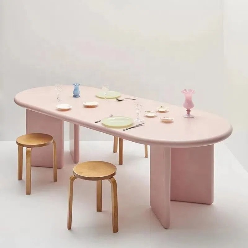 Nordic dining room furniture solid wood personality table oval family dining table
